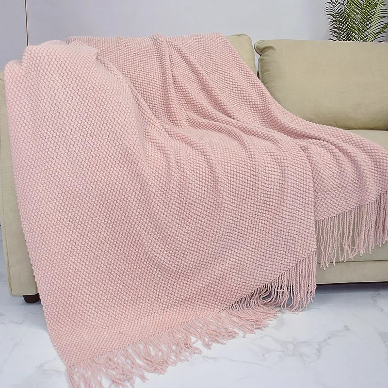 Knitted Waffle Throw Blanket