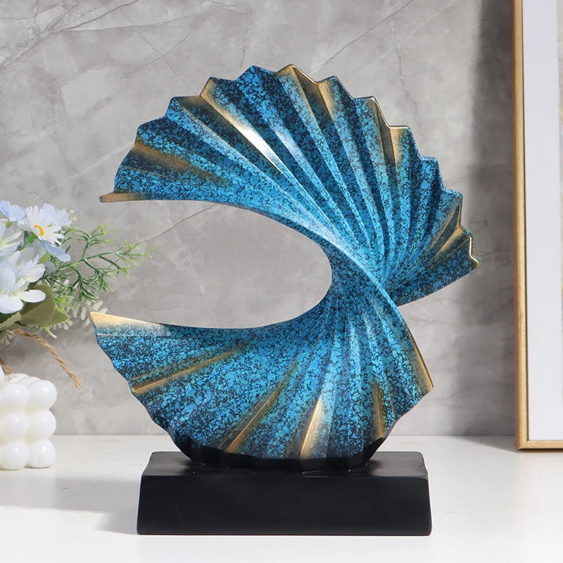 Golden Wave Resin Sculpture