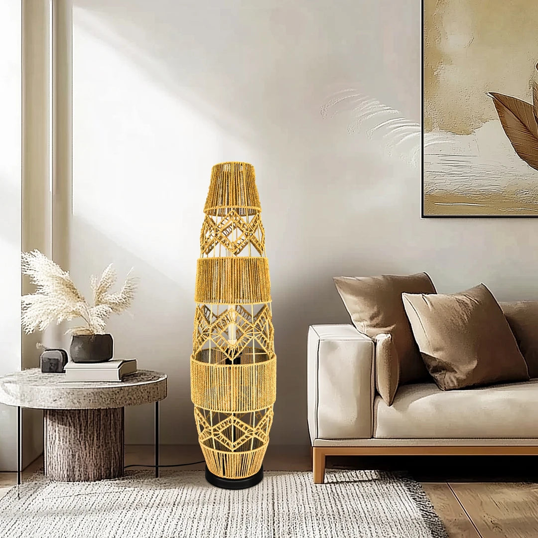 Boho Rattan Floor Lamp